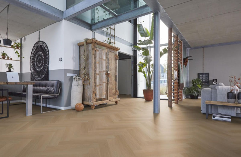 Floorlife YUP Fulham Herringbone Natural Oak - Visgraat PVC - Dryback - Plak PVC Vloer