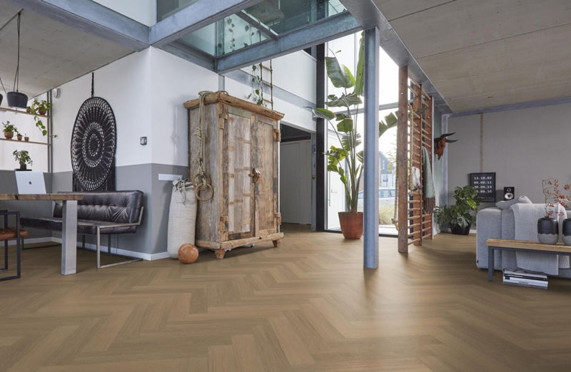 Floorlife YUP Sutton Herringbone Warm Naturel - Visgraat PVC - Dryback - Plak PVC Vloer